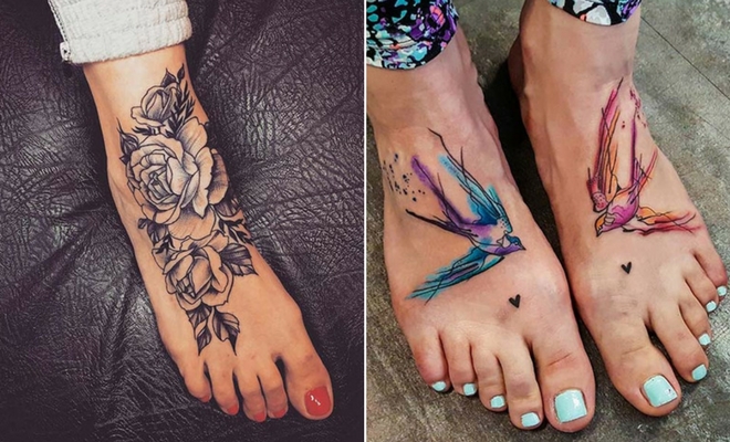 tatuagem feminina no pé