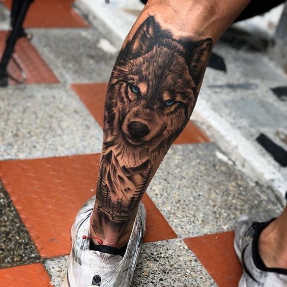 Tatuagem masculina na perna animais (Pinterest)