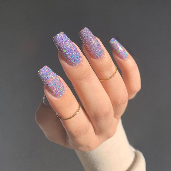 unhas de glitter