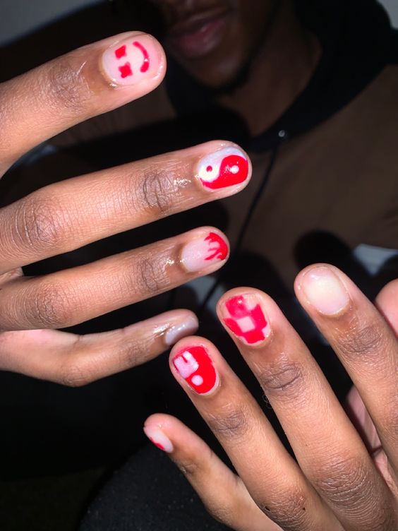 nail art homem vermelho