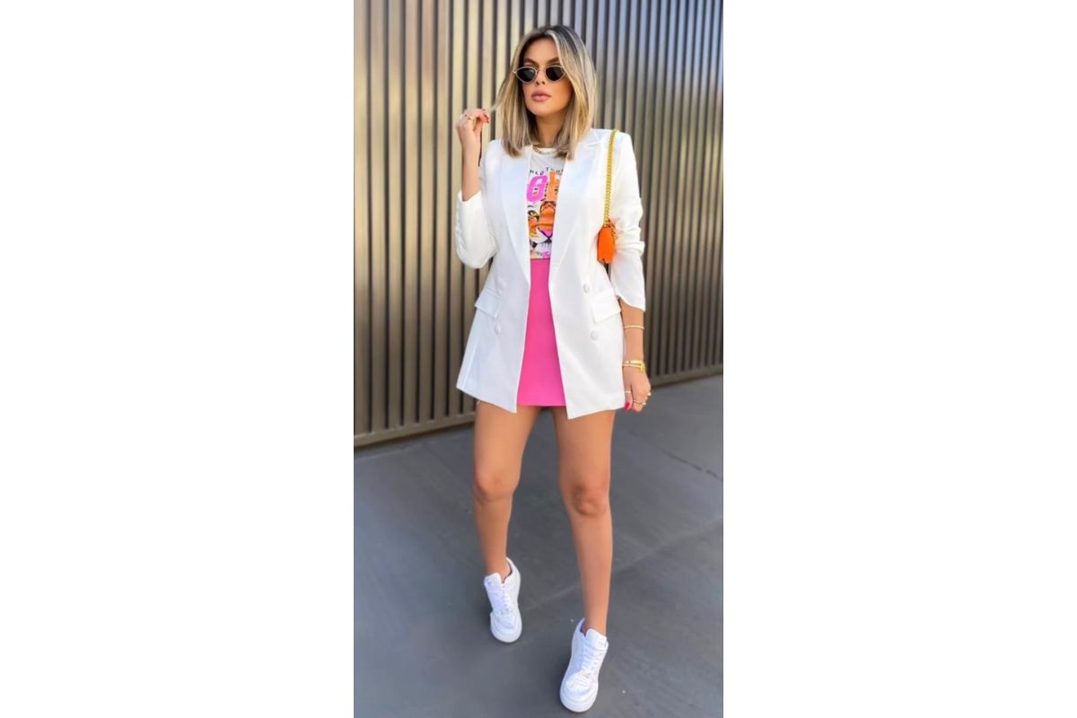 looks barbiecore - street branco e rosa