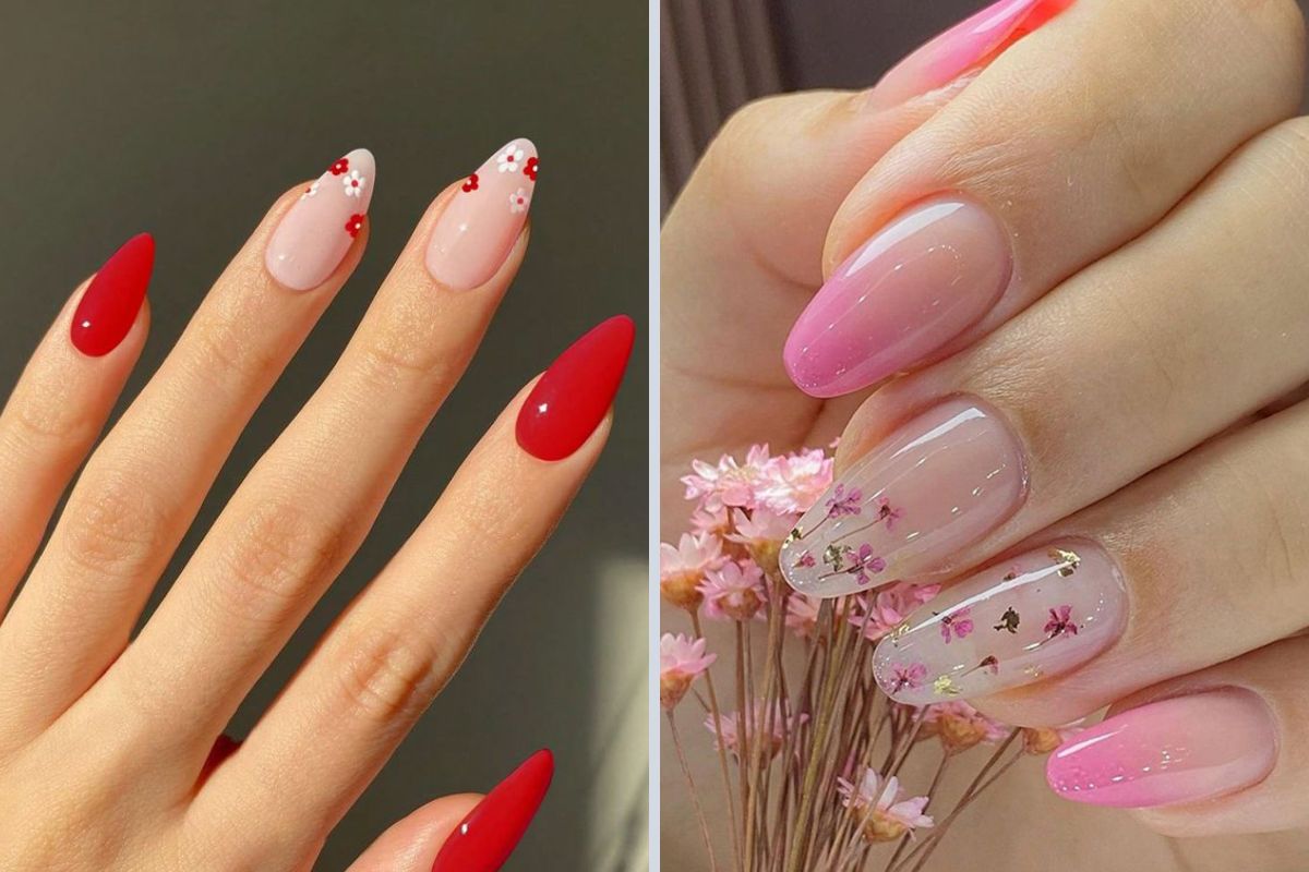 unhas de gel com decoração delicada