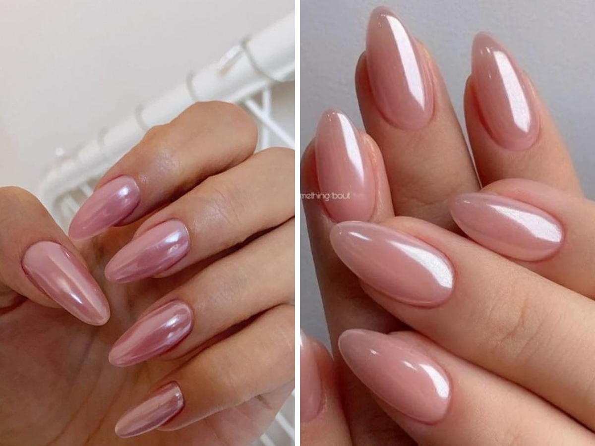 Unha de Soft Gel de cor nude simples