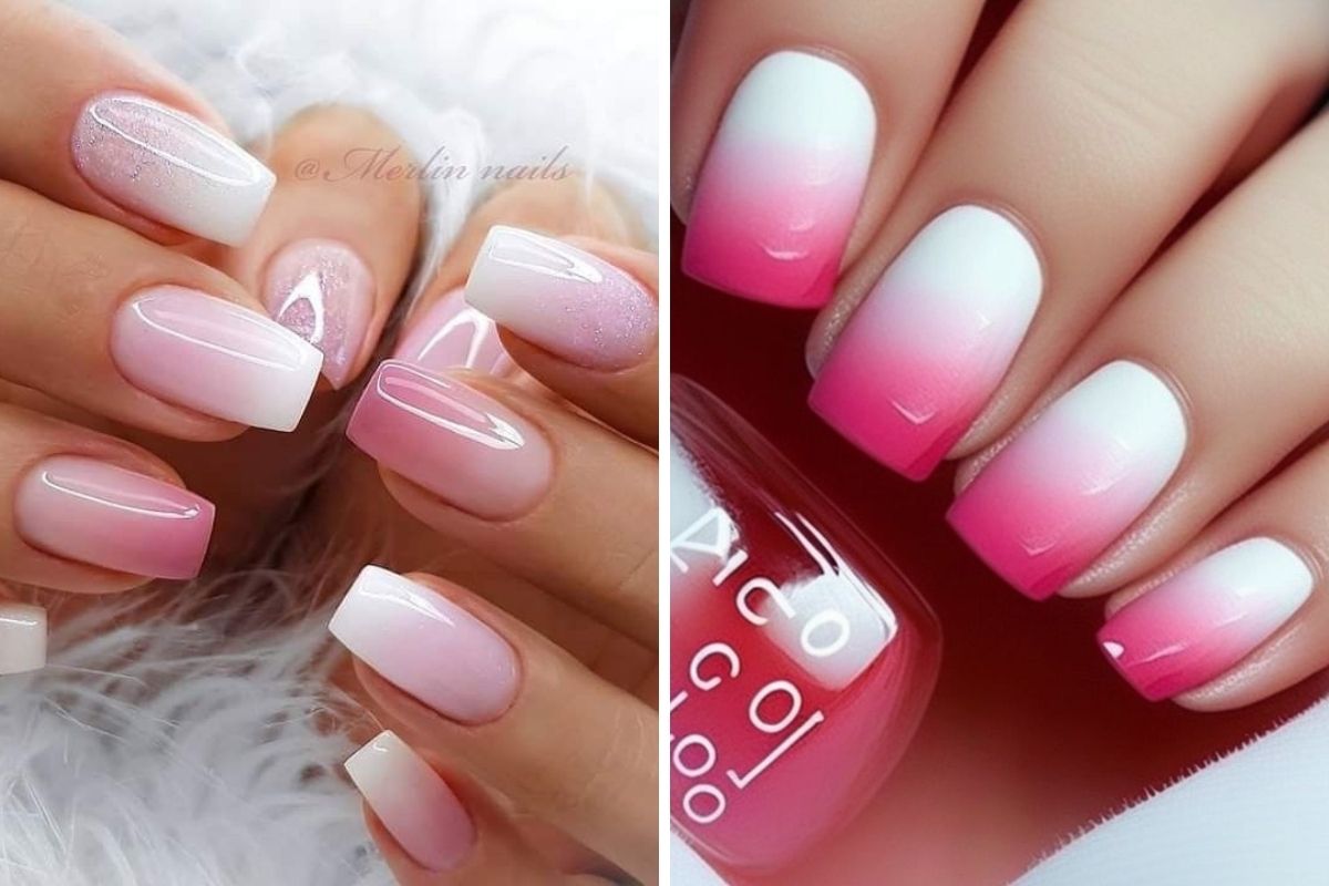 unhas branco e rosa 5