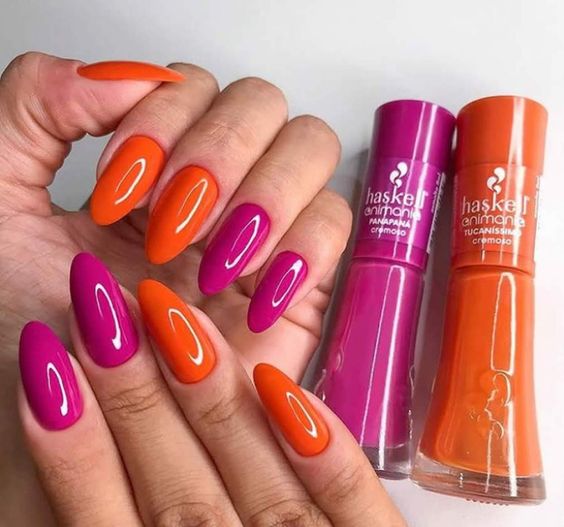 Unhas para Verão 2024 trará laranja e rosa em uma mesma mão