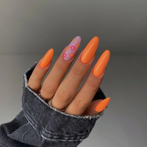 Unhas elegantes laranja