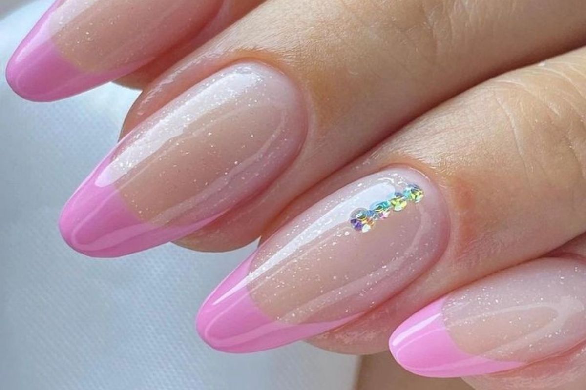 Francesinha rosa com base de glitter