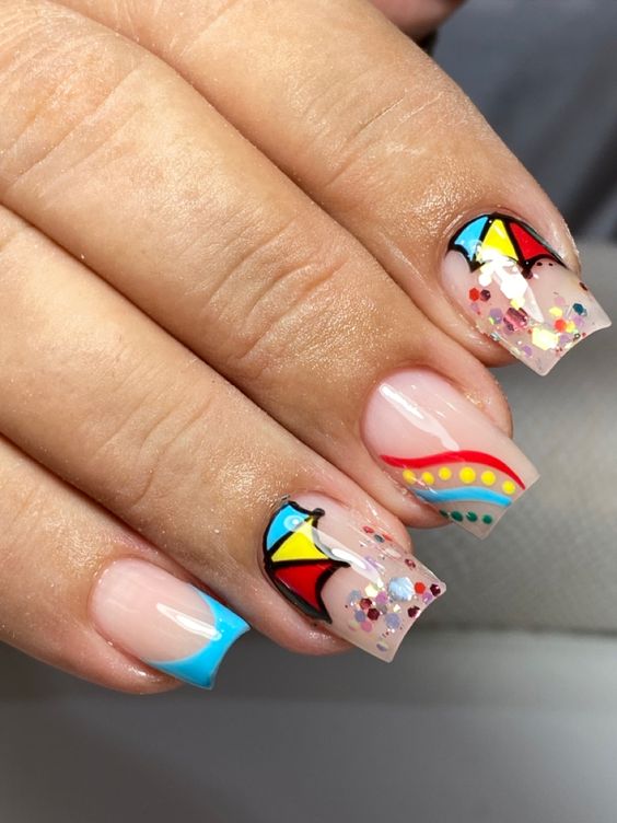 aposte em desenhos para as inspirações de unhas de carnaval