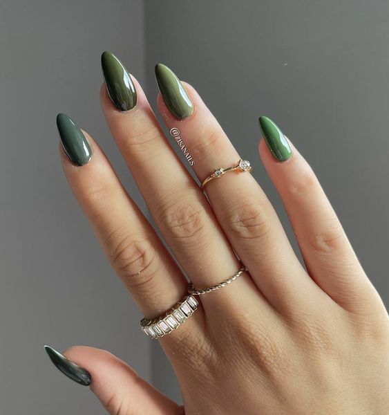 unhas elegantes verdes