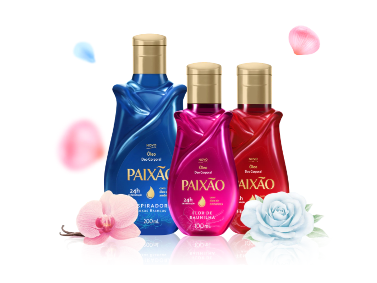 Óleo Paixão azul, rosa e vermelho