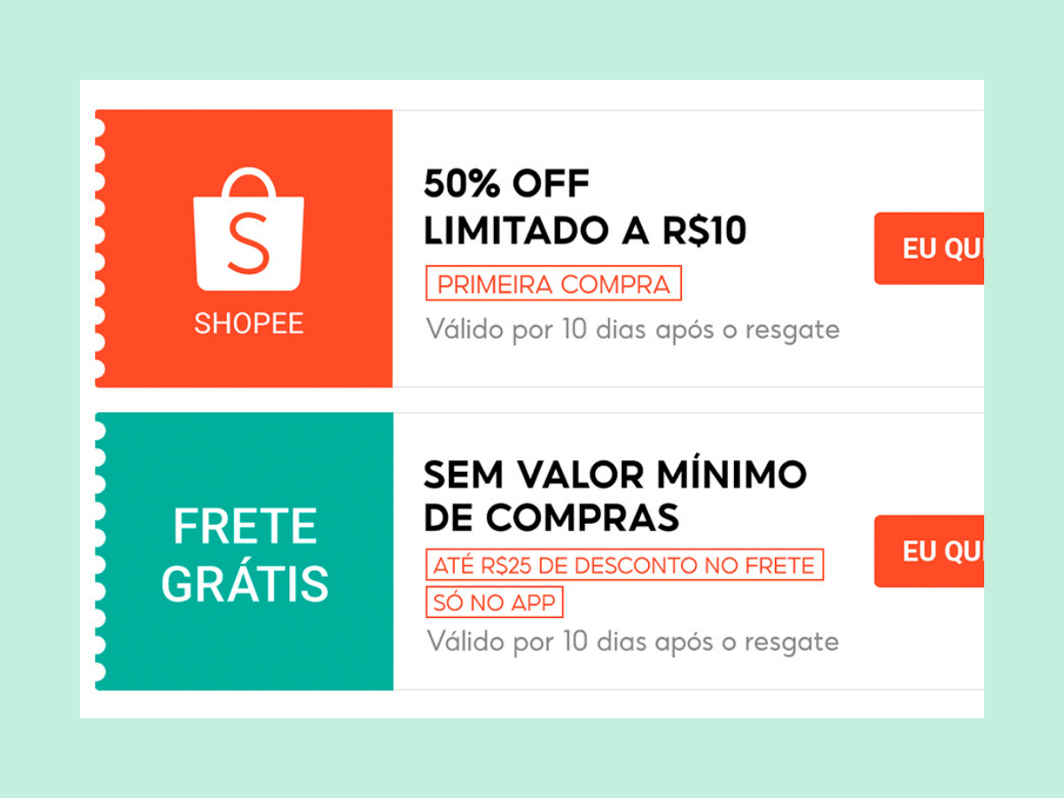 Combine descontos da Shopee