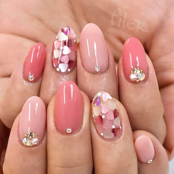 Encapsuladas de coração - unhas decoradas asiáticas