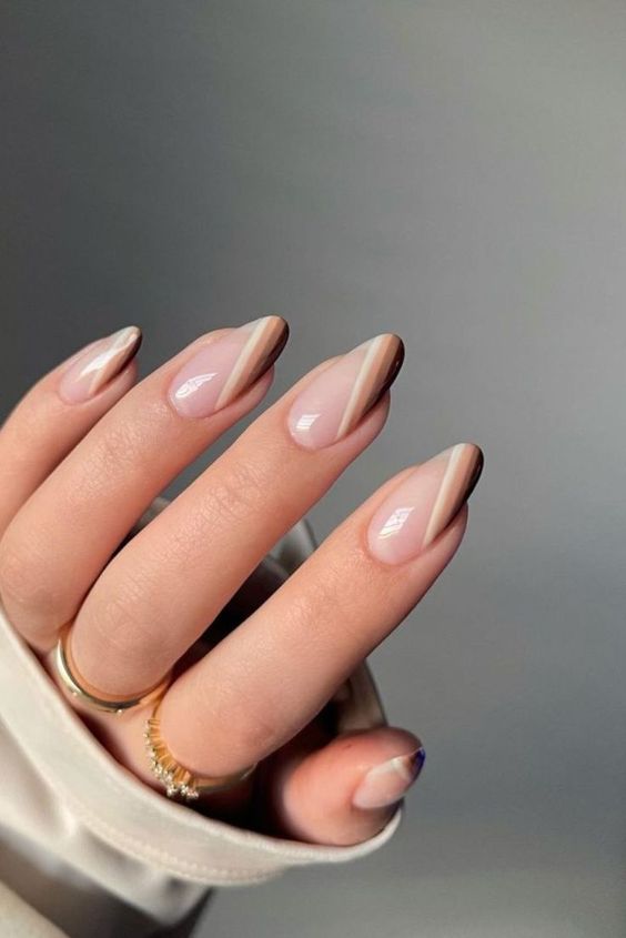 Unhas em transversal e degradê - unhas decoradas asiáticas