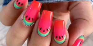 unhas decoradas com frutas