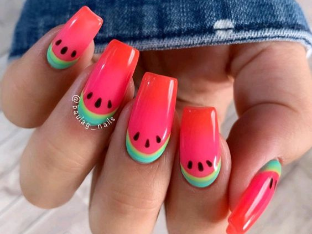 unhas decoradas com frutas