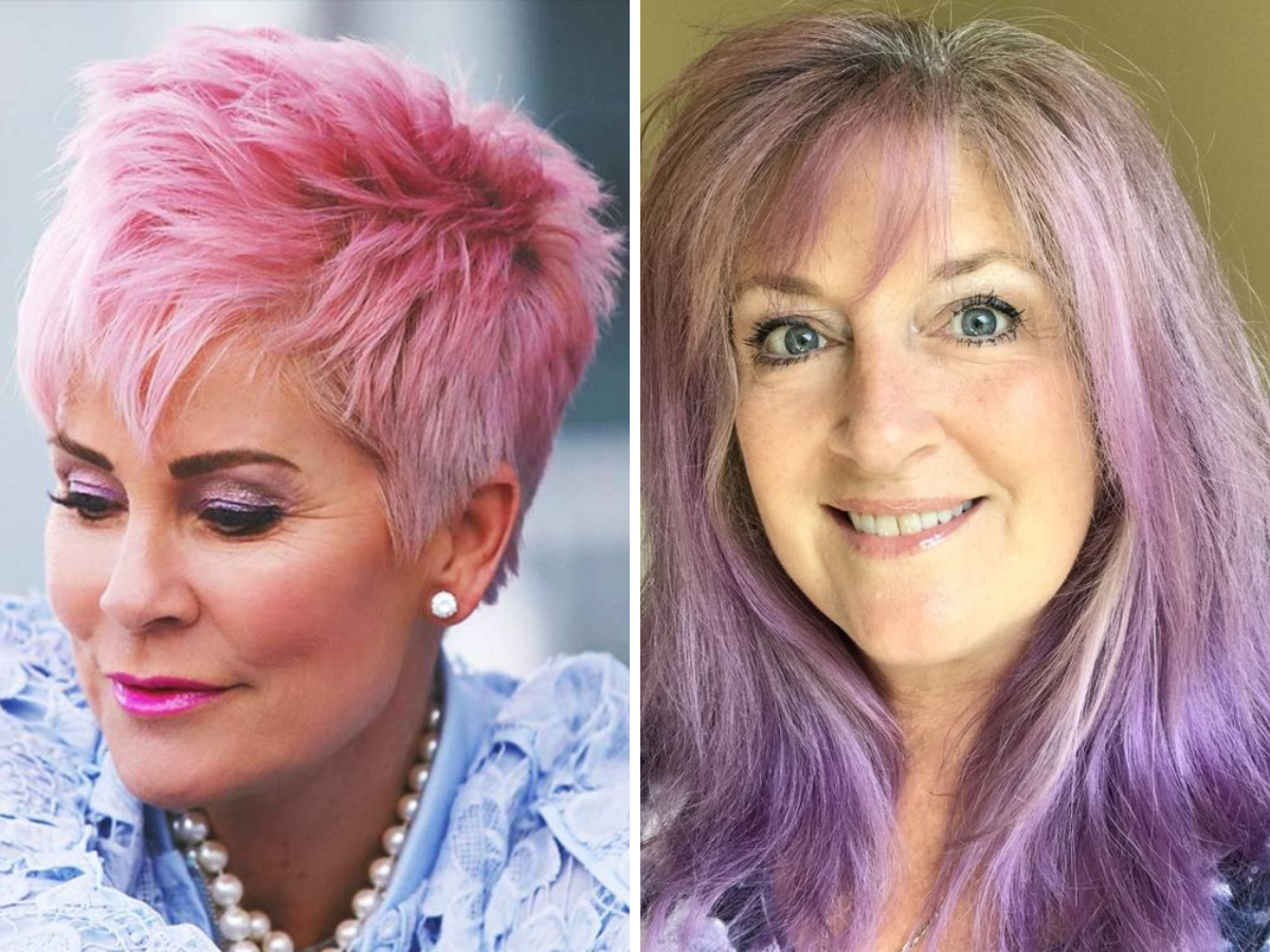 inspirações de cabelo colorido para mulheres de 50 anos 