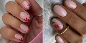 Unhas decoradas com flores