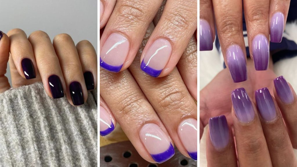 ideias de unhas roxas para mãos maduras