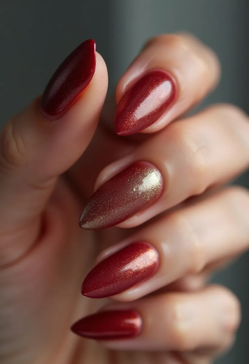 unhas em vermelho metálico