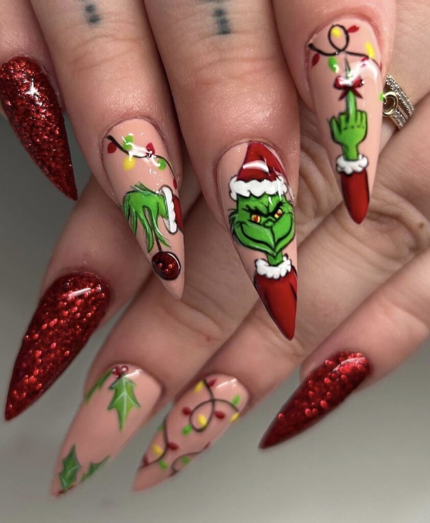 unhas grinch para natal