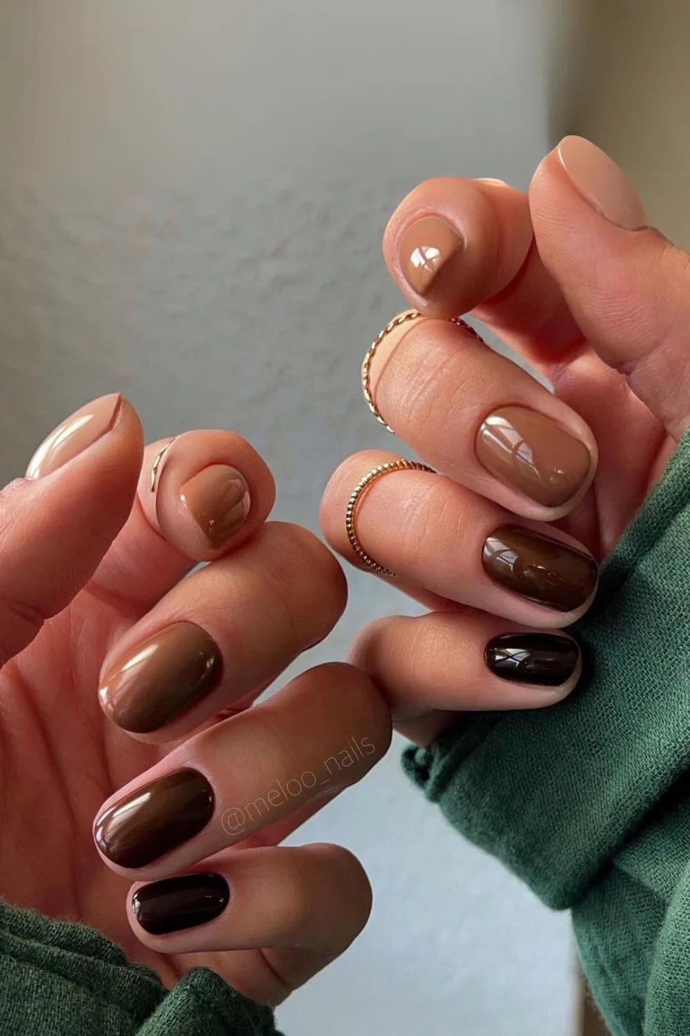 unhas marrons em gradiente